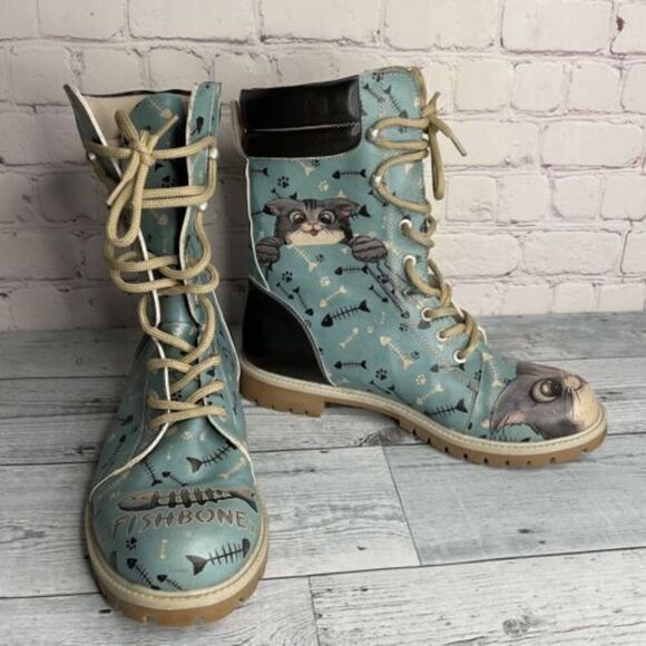Blue Fishbone Lover Womens Boots‎ DOGO Vegan boots size 40 US 9 - Picture 12 of 13